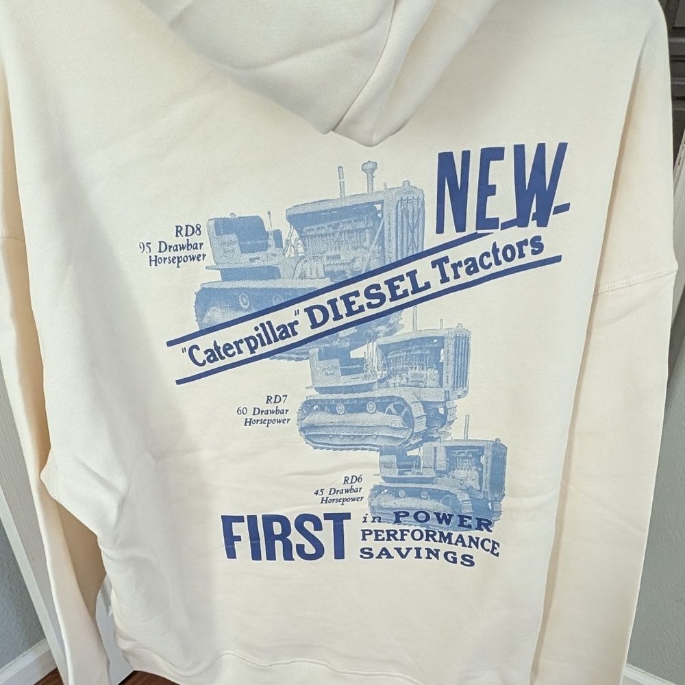 Caterpillar Cat WWR Graphic Deisel Tractor Hoodie Size X - Large Nwt